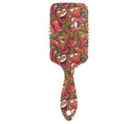 Cartoon Evil Halloween Red Chili Lindo cepillo para cabello fino Diseñado masajeador de cabeza para cabello fino con mango ergonómico cepillo anti encrespamiento para cabello