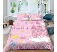 Cartoon fairy tale style Funda de Edredón Suave Juego de 3 Piezas Estampado 3D Dibujo Animado fairy tale estilo Funda Edredon con Funda de Almohada Lavables Suave for niños y niñas Double（200x200cm）