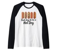 Cartoon Five Topping Hot Dog Row Foodie Barbecue Cookout Camiseta Manga Raglan