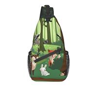 Cartoon Forest Hedgehog Fox Owl Deer Squirrel Raccon Cross Chest Bag Diagonalmente Sling Mochila Crossbody Bandolera Viajes Senderismo Mochilas para Hombres Mujeres