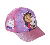 CARTOON Gabby's Dollhouse - Gorra para niña con visera de purpurina rosa ajustable con velcro de 53 cm, 100% poliéster, ideal para regalo