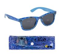 CARTOON Gafas de sol para niña Stitch y Angel Lentes Espejadas UV400 Cat.3 Protección UV-A/B/C Montura Ligera Disney Funda Incluida Idea Regalo, Stitch Blue
