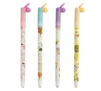 Cartoon Gel Erasable Pen, 0.5mm Fine Point Gel Ink Pen Set for Smooth Writing and Clean Erasing, Color Markers with Refillable Ink Function, Stationery Tool for Students, Home Study, Work, Set of 4