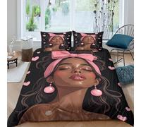 Cartoon girl style Funda Edredon Microfibra 3 Piezas Compuesto Impresión 3D Cierre de Dibujo Animado girl estilo Funda de Edredón Funda de Almohada a Juego Lavables for Adultos King（220x240cm）