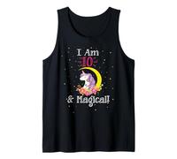 Cartoon Girls I Am 10 & Magical Unicorn Birthday Camiseta sin Mangas