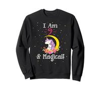 Cartoon Girls I Am 9 & Magical Unicorn Birthday Sudadera