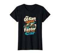 Cartoon Go Kart Racing Driver Mi Go Kart va más rápido Que Camiseta gráfica económica, Mujer, Negro, S