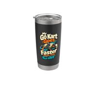 Cartoon Go Kart Racing Driver Mi Go Kart va más rápido que Vaso térmico de acero inoxidable de doble pared