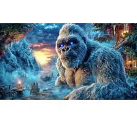 Cartoon-Gorilla-Interacting-with-Rainbow-Hummingbirds-in-Flowers Puzzle de 1000 Piezas Reciclado Juego Educativo Desafiante para Adultos y niños de 12 años y más 70x50/1000pcs