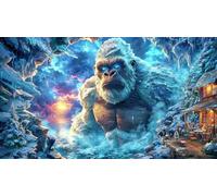 Cartoon-Gorilla-Interacting-with-Rainbow-Hummingbirds-in-Flowers Puzzle de 1000 Piezas Reciclado Regalo Divertido Juego Educativo para Adultos Desafiante Idea de Regalo 70x50/1000pcs