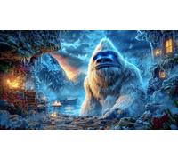 Cartoon-Gorilla-Interacting-with-Rainbow-Hummingbirds-in-Flowers Puzzle para Adultos y niños 1000 Piezas Juego Educativo Papel Reciclado Desafiante Actividad en casa 70x50/1000pcs