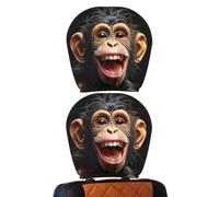 Cartoon Headrest Covers, Monkey Print Elastic Automotive Interior Decor
