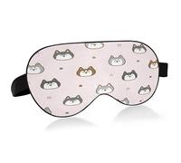 Cartoon Husky Dog Face Sleep Mask Lightweight Soft Breathable Eye Mask with Adjustable Strap Blackout Eye Mask for Women Men for Travel Night Sleeping