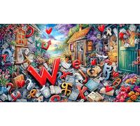 Cartoon-Image-Mixed-Graffiti 1000 Piezas Puzzle Educativo para Adultos Desafiante Papel Reciclado Idea 38x26/1000pcs
