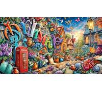 Cartoon-Image-Mixed-Graffiti Puzzle de 1000 Piezas Reciclado Juego Familiar Desafiante para relajación y decoración Mural Regalo 38x26/1000pcs