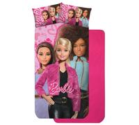 CARTOON Juego de sábanas Barbie para niños, juego de 3 piezas, apto para cama individual, sábana bajera, sábana bajera y funda de almohada, 100% algodón