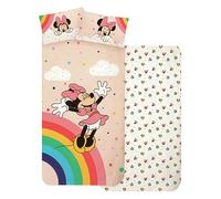 cartoon Juego de sábanas para niños, juego de 3 piezas, sábana bajera, sábanas, fundas de almohada, cama individual, 100% algodón (Minnie 2)