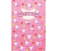 Cartoon Katzen Notizbuch: Pinkes Notizbuch mit niedlichen Comic-Kätzchen und Pfotenabdrücken für Gedanken, Notizen und kleine Erinnerungen - 120 linierte Seiten, ca. DIN A5