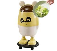 Cartoon Kitchen Trash Can - Funny Waste Basket With Lid And Rolling Wheels, Decorative Bin | Cute Garbage Container, Space Saving Home Organizer For Bathroom Bedroom Living Room Apartment Office Farmh
