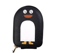 Cartoon Leather Wallet for Women Handheld Credit Card Bag Key Case Lovable Zipper Coin Purse Lady'S Name Holder(Black)