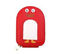 Cartoon Leather Wallet for Women Handheld Credit Card Bag Key Case Lovable Zipper Coin Purse Lady'S Name Holder(Red)