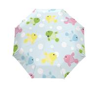 Cartoon Lindo Punto Redondo Pequeño Pez Bebé Paraguas Plegable Automático Paraguas de Viaje Mujer Niño Niña Protección UV Resistencia Viento Impermeable