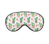 Cartoon Love Cactus Pattern Eye Mask con correa ajustable para hombres y mujeres Night Sleeping Travel Siesta