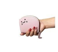 Cartoon Mini Card Wallet Solid Color PU Leather Coin Key Storage Bag Creative ID Holder Anti-degaussing Case(Pink)