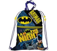 CARTOON Mochila con bolsillo frontal Batman con cierre de cordón para niños 44 x 34 cm escuela gimnasio ocio
