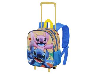CARTOON Mochila con ruedas con ruedas y asa extensible con imágenes en relieve para la guardería, 34 cm, Stitch E Angel, Mochila guardería trolley