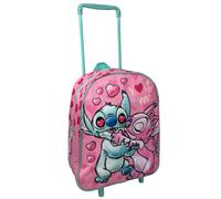 CARTOON Mochila con ruedas para guardería, 28 cm, con asa extensible, Stitch E Angel, 28 cm, Casual