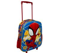 CARTOON Mochila con ruedas para guardería 3D, 31 cm, para niños, con carro y bolsillos laterales, Spidey, 31 x 26 11 cm, informal