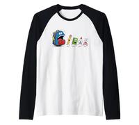 Cartoon Monster School Bag Comer School Supplies Camiseta Manga Raglan