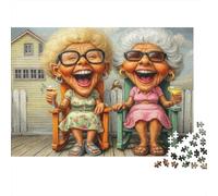 Cartoon Mujeres Mayores Felices Puzzle de 1000 Piezas Papel Puzzle para Adultos Escena de Amistad Puzzle para Toda la Familia Decoración Divertida Regalo Relajante 38x26cm/1000pcs