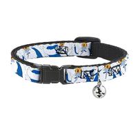 Cartoon Network Breakaway - Collar de gato con campana, fácil de ajustar, poses y pernos de rey de hielo de tiempo de aventura, blanco/azul, 8.5 a 12 pulgadas, 0.5 pulgadas de ancho