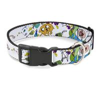 Cartoon Network - Collar de perro con hebilla de plástico, liberación rápida, fácil de ajustar, paquete abierto de Adventure Time Jake y Finn, 20 a 31 pulgadas, 1.5 pulgadas de ancho