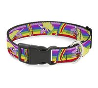 Cartoon Network - Collar para Mascotas, Collar de Perro, Hebilla de plástico, diseño de Mujer de Raincorn Poses de Hora de Aventura, Arco Iris, de 16 a 23 Pulgadas, 1.5 Pulgadas de Ancho