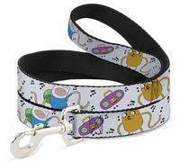 Cartoon Network - Correa para mascotas, correa para perro, Adventure Time Finn y Jake Long Arms Dancing Pose blanca, 6 pies de largo 0.5 pulgadas de ancho