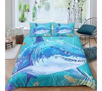 Cartoon Ocean Adventure Funda de Edredón Microfibra Suave 3 Piezas Compuesto Estampado 3D Dibujo Animado Océano Adventure Funda Edredon con Fundas de Almohada Lavables for niños Double（200x200cm）