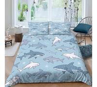 Cartoon ocean Funda de Edredón Juego de 3 Piezas Diseño 3D con Cremallera Dibujo Animado océano diseño Funda Edredon incluye Fundas de Almohada Lavables Transpirable for familia King（220x240cm）