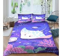 cartoon ocean Funda de Edredón Microfibra 3 Piezas Impresión 3D Cierre de dibujo animado océano Funda Edredon Fundas de Almohada Antialérgica Antibacteriana for niños y niñas Double（200x200cm）