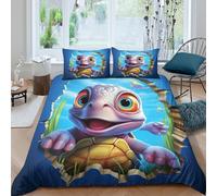 Cartoon Ocean Funda Edredon Microfibra Juego de Ropa de Cama de 3 Piezas Impresión 3D Cierre de Dibujo Animado Océano Funda de Edredón Funda de Almohada a Juego for Adultos Super King（260x220cm）