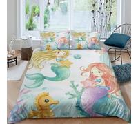 cartoon ocean theme Funda Edredon Microfibra Suave 3 Piezas Estampado 3D dibujo animado océano tema Funda de Edredón con Funda de Almohada Transpirable Antialérgica for Ancianos King（220x240cm）