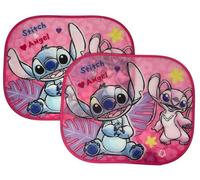 CARTOON Parasoles laterales Stitch y Angel rosa Disney para niños, par de parasoles para coche, 44 x 33 cm, protección UV