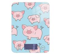 Cartoon Pig Blue - Báscula de alimentos pequeña fácil de limpiar para viajes, 11 libras/1 onzas, 5 kg/5 g, báscula de suministros de cocina con 4 unidades para hacer jabón keto especias (pilas no