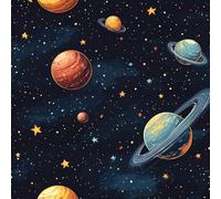 Cartoon Planeta Papel de Pared Autoadhesivo Cielo estrellado Pelar y Pegar Papel Pintado Adhesivo Impermeable Mate Removible Wallpaper para Dormitorio Muebles Armario Pared Salon Pegatina 0.52x5 m