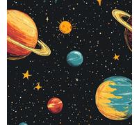 Cartoon Planeta Papel Pintado Autoadhesivo 0.4x10 m Cielo estrellado Decorativo Muro Pegatina Impermeable Mate Papel Pared Grueso Fácil Limpiar Wallpaper para Dormitorio Salon Adhesivo Muebles