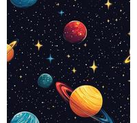 Cartoon Planeta Papel Pintado Autoadhesivo 0.4x20 m Cielo estrellado Decorativo Muro Pegatina Impermeable Mate Papel Pared Grueso Fácil Limpiar Wallpaper para Dormitorio Salon Adhesivo Muebles