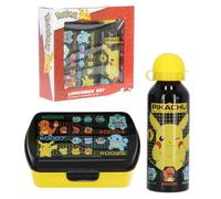 CARTOON Pokémon Pikachu - Juego de almuerzo de aluminio con bidón y panera con chupete y panera para niños