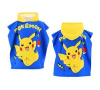 CARTOON Pokémon Pikachu Poncho de playa para niños Albornoz de microfibra 110 x 55 cm, secado rápido, 240 g/m², ideal para piscina y playa, diseño Poké Ball